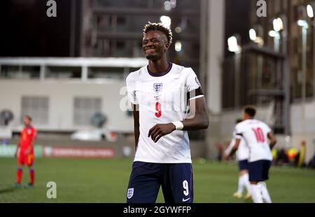 Der englische Tammy Abraham reagiert während des FIFA-WM-Qualifying-Spiels im Estadi Nacional, Andorra. Bilddatum: Samstag, 9. Oktober 2021. Stockfoto