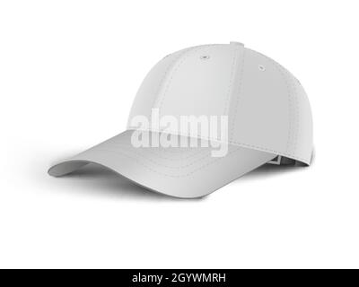 Weiße Baseballmütze Seitenperspektive realistische Vektor-Schablone Satz. Stock Vektor