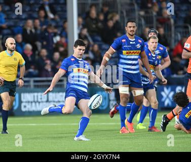 Dam Health Stadium Edinburgh, Schottland, Großbritannien, 9. Oktober 21. Edinburgh Rugby vs. Stormers. United Rugby Championship Spiel . Tim Swiel Stormers Credit: eric mcowat/Alamy Live News Stockfoto