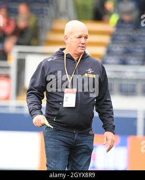 Dam Health Stadium Edinburgh, Schottland, Großbritannien, 9. Oktober 21. Edinburgh Rugby vs. Stormers. United Rugby Championship Spiel . DHL Stormers Head Coach, John Dobson Credit: eric mcowat/Alamy Live News Stockfoto