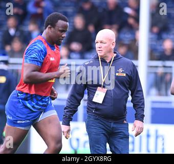 Dam Health Stadium Edinburgh, Schottland, Großbritannien, 9. Oktober 21. Edinburgh Rugby vs. Stormers. United Rugby Championship Spiel . DHL Stormers Head Coach, John Dobson Credit: eric mcowat/Alamy Live News Stockfoto