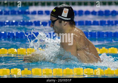 Budapest. Oktober 2021. Arno Kamminga aus den Niederlanden tritt am 9. Oktober 2021 im Finale des finalen 200-m-Brustschlages der Männer beim FINA-Schwimmweltcup in Budapest, Ungarn, an. Quelle: Attila Volgyi/Xinhua/Alamy Live News Stockfoto