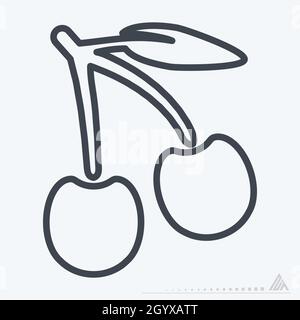 Icon Cherry - Linienstil - einfache Illustration, editierbare Kontur, Design Template Vektor, gut für Drucke, Poster, Werbung, Ankündigungen, Info Stock Vektor