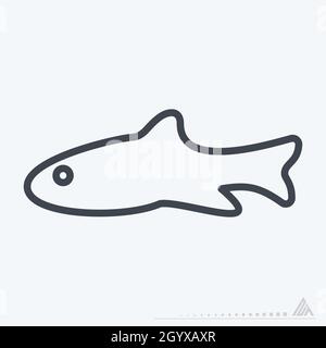 Icon Fish - Linienstil - einfache Illustration, editierbare Kontur, Design Template Vektor, gut für Drucke, Poster, Werbung, Ankündigungen, Info g Stock Vektor
