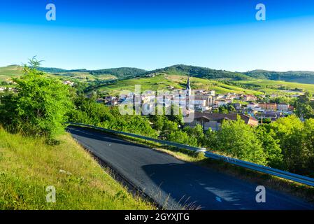 Le Perreon et les lueurs matinales, Le Beaujolais Stockfoto