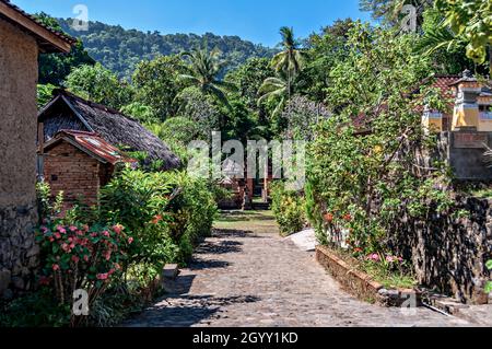 Straßen von Tenganan, traditionelles Dorf, Bali, Indonesien. Stockfoto