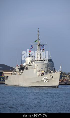 09/10/2021Tilbury UK „Fair Winds and Following Seas“ NE Brasil segelt heute Nachmittag vom London International Cruise Terminal, Tilbury. Stockfoto