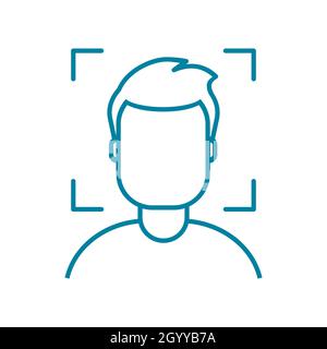 Symbol für die Scanlinie. Gesichts-ID. Gesichtserkennung. Biometrisches Konzept. Authentifizierung von digitalen Geräten. Entsperren Sie Ihr persönliches Mobilgerät oder greifen Sie darauf zu. Vektor Stock Vektor