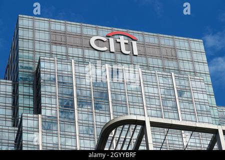 Citibank, Citigroup Building in Canary Wharf, 25 Canada Square, London England Großbritannien Stockfoto