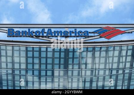 Büros der Bank of America in Canary Wharf, London, England Großbritannien Stockfoto