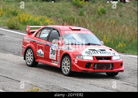 San Marino urban Circuit, San Marino, Republik San Marino, 08. Oktober 2021, OGLIARI GIACOMO (ITA) CIUCCI GIACOMO (ITA) - MITSUBISHI LANCER EVO 200 Stockfoto