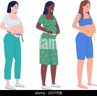 Es wird ein halbflacher Farbevektor-Zeichensatz für MOM erwartet Stock Vektor