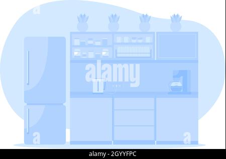 Blaue Corporate Küche 2D Vektor isolierte Illustration Stock Vektor