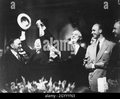 Der FDR und sein Laufkollege John Nance Garner bei der Demokratischen Nationalversammlung von 1936. New York. Stockfoto