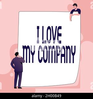 Schreiben mit Text I Love My Company. Geschäftsidee sagen, warum bewundern ihre Arbeit und Arbeitsplatz Eingabe und Ablage Office-Dokumente, Arbeit zu schaffen Stockfoto