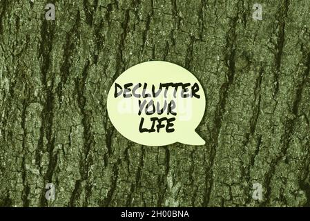 Konzeptuelle Darstellung Entlüftern Sie Ihr Leben. Geschäftskonzept zur Eliminierung von irrelevanten Dingen oder Informationen im Lebensdenken Neue glänzende Ideen erneuern sich Stockfoto