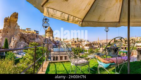 Urlaub in Goreme Höhle Hotel im Sommer, Kappadokien Stockfoto