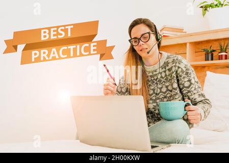 Konzeptunterschrift Best Practice. Business-Schaufenster kommerzielle Verfahren, die akzeptiert werden vorgeschrieben sein richtig Schriftsteller Erstellen neuer Roman Stockfoto