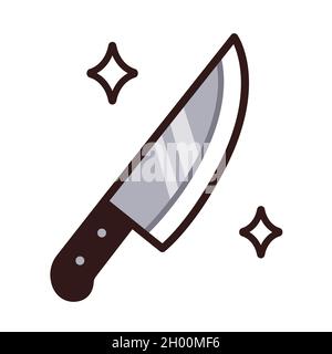 Niedliche Cartoon Küche Messer Zeichnung. Einfache Vektor-Clip Art-Illustration. Stock Vektor