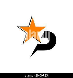 Buchstabe p Abbildung einer Stern- und Logo-Designvorlage Stockfoto