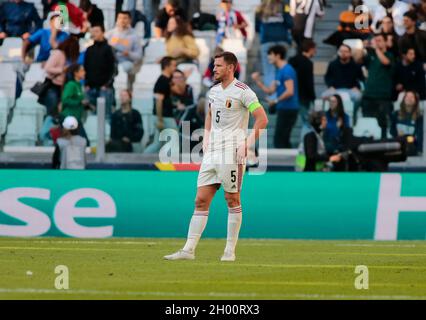 Turin, Italien. Oktober 2021. Jan Vertonghen (Belgien) während der UEFA Nations League, dem dritten Playoff-Fußballspiel zwischen Italien und Belgien am 10. Oktober 2021 im Allianz-Stadion in Turin, Italien Quelle: Live Media Publishing Group/Alamy Live News Stockfoto