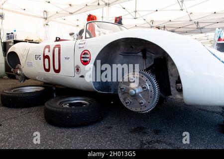 Italien, september 11 2021. Vallelungaklassiker. Legende Oldtimer-Motorsport der siebziger Jahre Porsche 718 RS 60 Spider Stockfoto