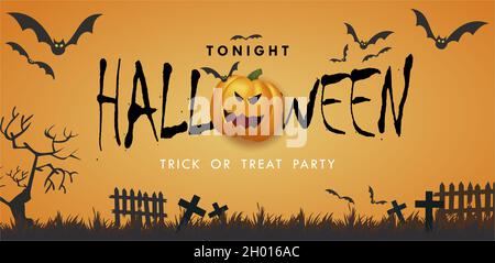 Happy Halloween Banner oder Party Einladung Hintergrund. Vektorgrafik. Stock Vektor