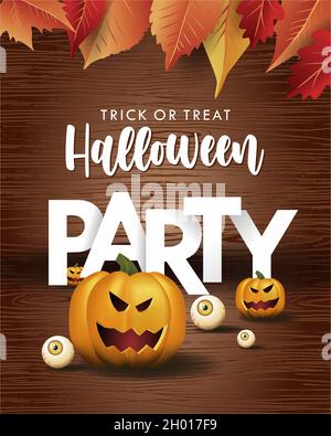Happy Halloween Poster. Vektor-Illustration mit Kürbis und Augen Stock Vektor