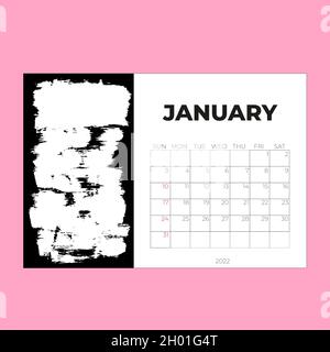Januar 2022 Calendar Planner - Vektordarstellung. Vorlage. Modell Stock Vektor
