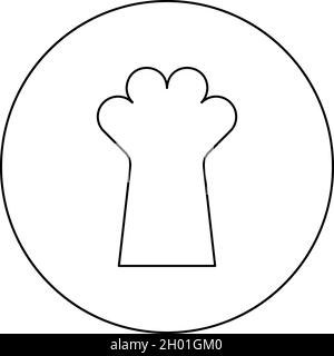 Katze Pfote Fuß Katze Bein niedlich Haustier Symbol im Kreis rund schwarz Farbe Vektor Illustration solide Kontur Stil einfaches Bild Stock Vektor