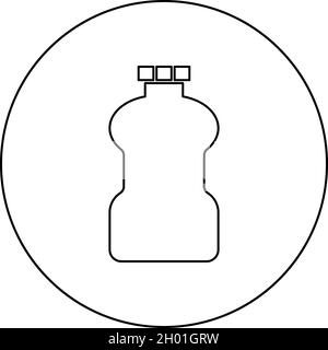 Plastikflasche Cleanser Symbol im Kreis rund schwarz Farbe Vektor Illustration solide Umriss Stil einfaches Bild Stock Vektor