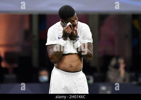 Mailand, Italien. Oktober 2021. Presnel Kimpembe aus Frankreich beim UEFA Nations League-Finale zwischen Spanien und Frankreich im San Siro-Stadion in Mailand (Italien), 10. Oktober 2021. Foto Andrea Staccioli/Insidefoto Kredit: Insidefoto srl/Alamy Live News Stockfoto