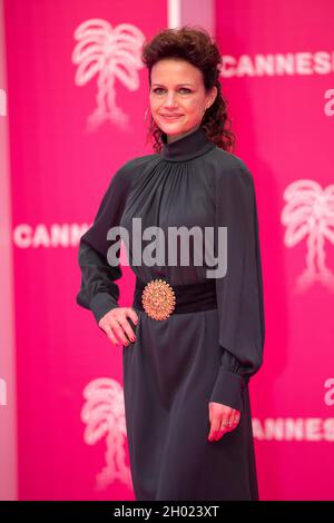 Cannes, Frankreich, 8. Oktober 2021, Carla Gugino (Californication) bei der Eröffnungsfeier der 4. Ausgabe des Cannes International Series Festival, Canneseries Stockfoto