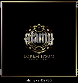 EM Initial Letter Luxury Logo Vorlage in Vektor für Restaurant, Royalty, Boutique, Café, Hotel, heraldic, Schmuck, Mode und andere Vektor illustrat Stock Vektor