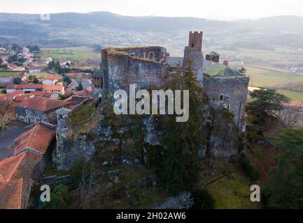 Luftaufnahme von Chateau de Bouzols, Frankreich Stockfoto