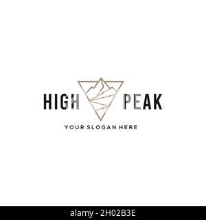 Minimalistisches HIGH PEAK Mountain Triangle Logo-Design Stock Vektor