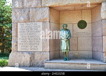 First Lady Eleanor Roosevelt Bronzestatue am Franklin Roosevelt Memorial in Washington DC Stockfoto