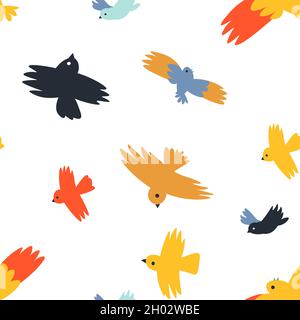 Vögel fliegen, verschiedene Arten von Birdies Muster Stock Vektor