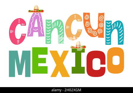 Cancun Mexiko Vektor-Illustration auf weißem Hintergrund Stock Vektor