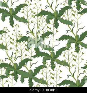 Laub und Blätter auf Ästen, Grasschmuck Stock Vektor