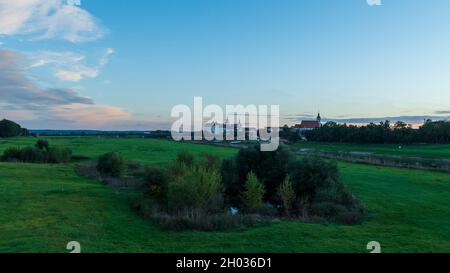 Schloss Hartenfels in der Nähe der deutschen Stadt Torgau an der Elbe Stockfoto