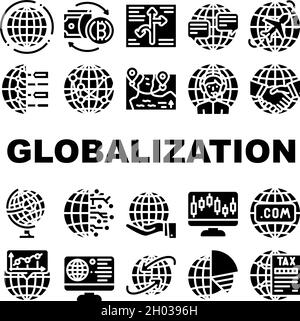 Globalisation Worldwide Business Icons Set Vector Stock Vektor