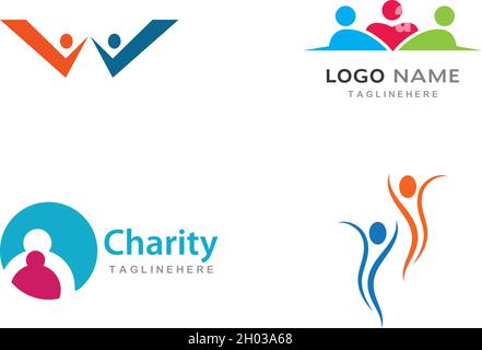 Adoption, Familienpflege und Community Care Logo-Vorlage Vektor Stock Vektor