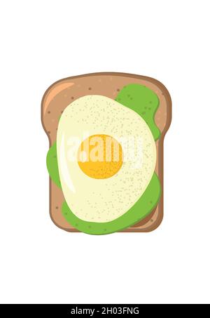 Avocado-Toast. Gesundes, gesundes Frühstück mit grünem Avocado-Toast und Ei Stock Vektor