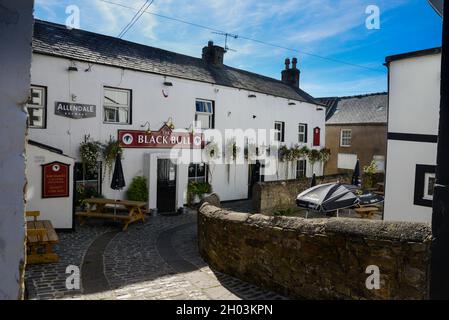 Der Black Bull Pub in Haltwhistle, der behauptet, das 'Center of Britain' zu sein, Northumberland, England, Großbritannien Stockfoto