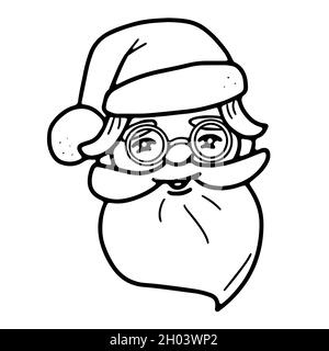 Niedlicher weihnachtsmann Kopf mit Hut und Brille Stock Vektor