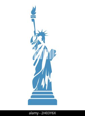 Silhouette der Freiheitsstatue. Symbol von Amerika in flachem Stil. Stock Vektor