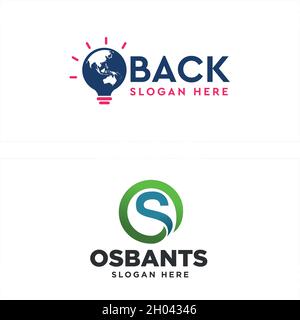 Anfangsbuchstabe S und globales Logo der Lampe Stock Vektor