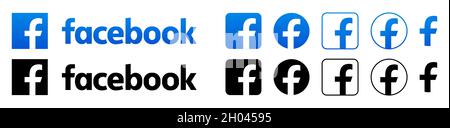 Vinnytsia, Ukraine - 7. Oktober 2021: Facebook Vector Logo Set. Editorial-Symbole auf weißem Hintergrund isoliert Stock Vektor