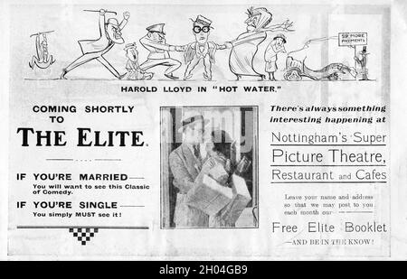 British Preview Flyer für HAROLD LLOYD und JOBYNA RALSTON in HOT WATER 1924 Direktoren FRED C. NEWMEYER und SAM TAYLOR The Harold Lloyd Corporation / Pathe Exchange Stockfoto